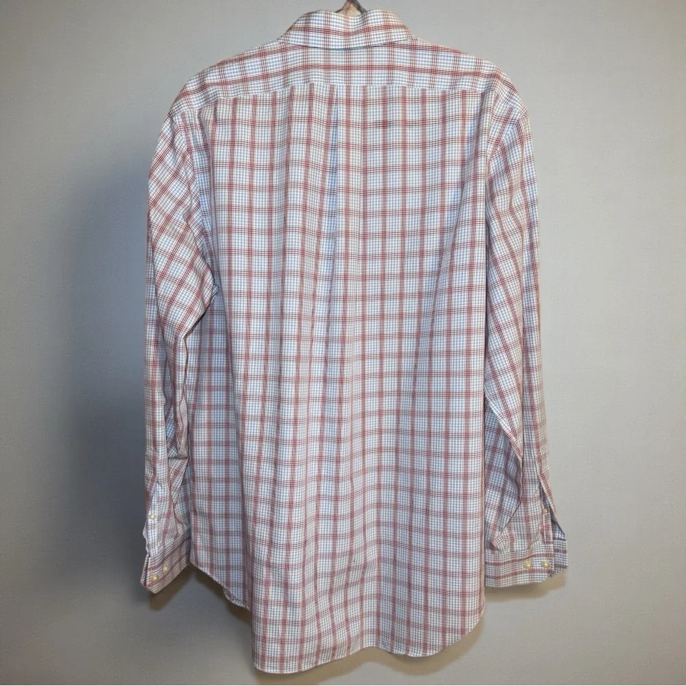 Banana Republic Men’s Non-Iron Classic Fit Plaid Shirt L 16–16.5 Red White Blue